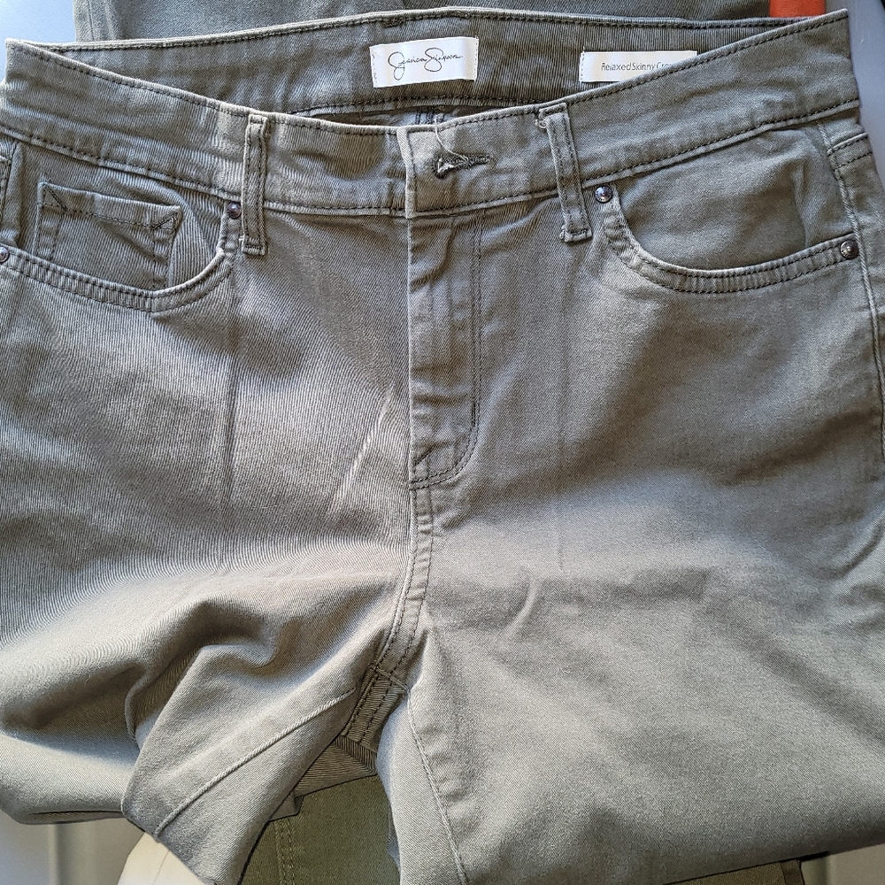 Jessica Simpson Olive Green Relaxed Skinny Crop Jeans- Size 8